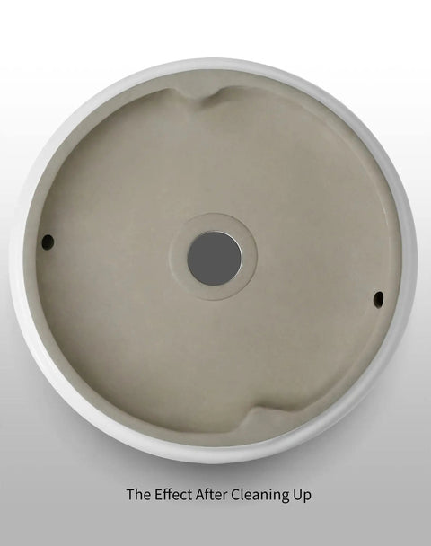 Bottom view of Round Bathroom Vessel Sink 14.4 Inch Above Counter Porcelain Ceramic Matte White Modern Vanity Basin