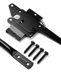 Self Locking Gate Latch Heavy Duty Automatic Post Mount Lock For Fences And Gates, Weatherproof Steel Yard Gate Hardware For Garden Barn Farm Outdoor Fences Black, black steel latch with screws