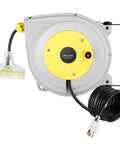 Long Reach Retractable Extension Cord Reel With 30 Foot Cord And 9.5 Foot Leader Ceiling Or Wall Mount 16 Gauge Power Cord