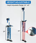 Adjustable 24 To 40 Inch Aluminum Drywall Stilts For Painting, Taping, Or Cleaning - Pro Grade Lightweight Stilts With Rubber Base, Blue