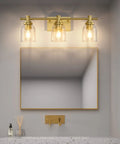 Gold Three Light Bathroom Vanity Light Fixture Over Mirror Vintage Style Wall Light With Easy Fifteen Minute Install