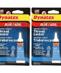 Blue Medium Strength Threadlocker 0.20 oz Bottle Two Pack For Metal Fasteners in retail packaging.