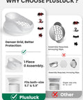 Comparison between Plusluck vent with dense grid and single-size vent for portable air conditioner use.