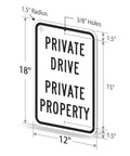 Heavy Duty Reflective Aluminum Sign For Private Drives And Home Grounds Tough As Nails Weatherproof Outdoor Marker 12x18 inches.