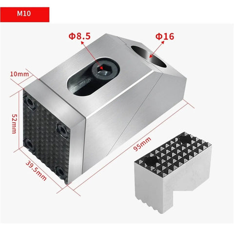 Heavy Duty M10 CNC Side Clamp Vise With One-Way Grip For Milling And Grinding Machines, 52mm height, #45 steel material