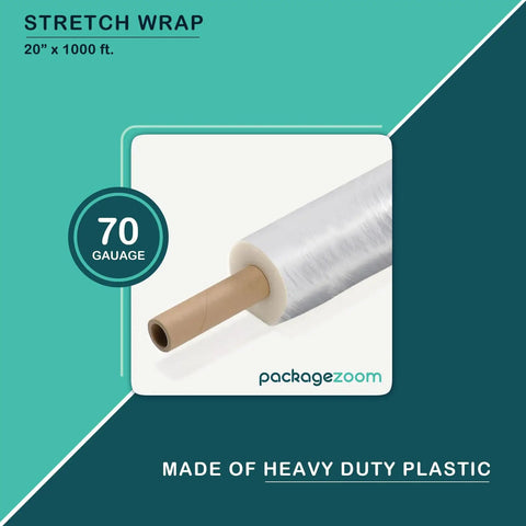 20 Inch Wide 1000 Feet Clear Stretch Wrap With Handle 4 Rolls Bundle 70 Gauge Heavy Duty Plastic Film For Moving Packing Storage Ideal For Securing Boxes Furniture Appliances And More
