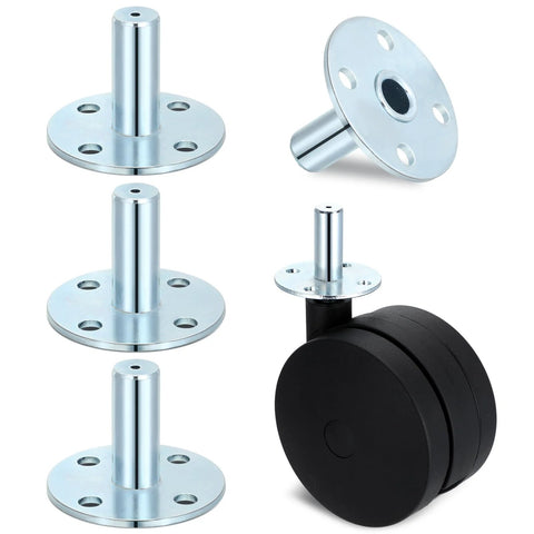 Four Pieces Broad Brimmed Hat Caster Sockets For 7/16 Inch Caster Stem Stainless Steel Sleeve Inserts with wheel shown