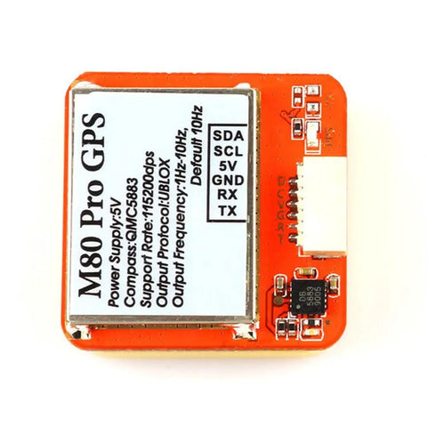 M80 Pro GPS Module With QMC5883 Compass for FPV Racing Drones, detailed view showing connections and components.