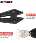 Heavy Duty Bolt Cutter Set 18 Inch And 8 Inch Mini Bolt Cutters With Chrome Molybdenum Steel Blades Drop Forged Joints Anti Rust Finish