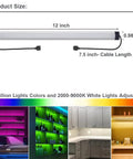 Under Cabinet LED Lighting Kit 12 Inch Dimmable RGB Multicolor Lights With WiFi Smart Control Linkable Under Counter Lamps Remote Included Works With Alexa And Google Home 3 Pack shown with installation examples and color options.