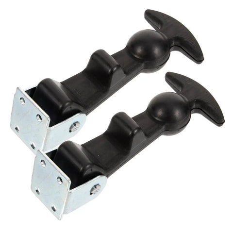 Elastic Draw Latch T Handle Lock Set for Boats, Toolboxes and Coolers, black rubber with metal mounts, easy install
