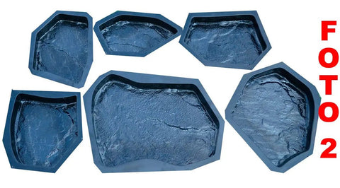 Six Piece Concrete Molds Set For Flagstone Pavement Stones DIY Kit ABS Plastic Molds For Garden Walkways And Patio Pavers