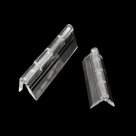 Clear Transparent Piano Hinge Set For Piano Box Lids Plexiglass Length 10Pcs showing detail of acrylic construction on black background