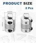 2 Pack Flexible Shaft Couplers 6mm To 6mm Bore, 20mm Length, 15mm Diameter Aluminum Alloy Clamp Joints For Stepper Motors