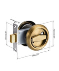 Brass Finish Round Recessed Pull Handle Knob 4.8mm Hidden Concealed Mounting For Sliding Doors And Drawers With Screws 94 By 75 Mm