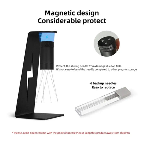 Level Up Your Daily Grind With This Adjustable Wdt Espresso Coffee Stirrer Featuring Rotating Needle Spread Magnetic Holder.