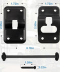 Road Warrior Six Inch T Style Entry Door Holder For Camper And RV Setups dimensions and components, black plastic with screws.