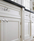 Crystal Glass Decorative Knobs With Plate Drawer Pulls Handles 5 Pack Small Silver With Three Kinds Of Screws installed on kitchen cabinets