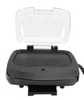 Get A Top-Notch 1000W Electric Contact Grill For Sizzling Burgers And Panini with open lid showing nonstick surface.