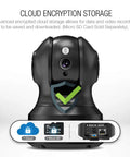 Indoor Wireless Security Camera 1080P With Alexa showing cloud and SD storage options and encryption symbol