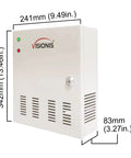 Four Door Network Access Control System Kit With Panel Controller And Metal Cabinet, 12V 8.5A Power Supply shown with dimensions