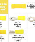 Solderless Crimp Wire Connectors Kit With 385 Pieces Including Ring Fork Spade Butt And Ferrule Terminals For 22 To 10 AWG
