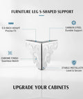 S-Shaped Chrome Furniture Leg 5.9 Inch, Carbon Steel Heavy Duty Replacement for Cabinets and Vanities, Wobble-Free Support