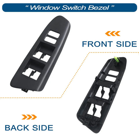 Front and back view of Front Driver Side Window Switch Bezel Cover For Toyota Tacoma 2012 2013 2014 2015, OEM Style Trim Replacement Replacing 74202-04040