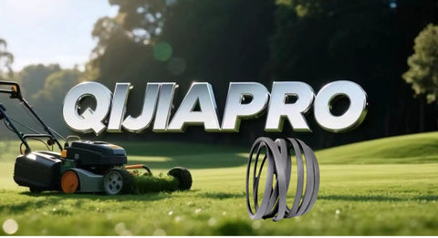 Chipper Replacement Belt 3 3/8 Inch Wide By 79 Inch Long With 5 Bands Fits Vermeer BC1000XL displayed on grass