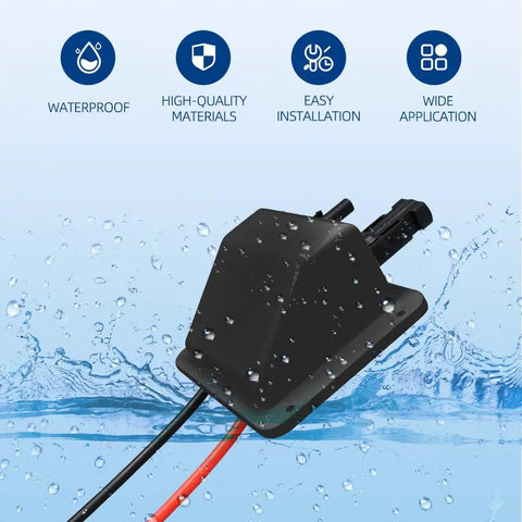 Premium Solar Cable Entry Gland IP68 Waterproof Junction Box For RVs Boats Campers And Vans UV Resistant Prewired 0.33ft 10AWG Cable Easy Install With Built In Screw Slot And Glue Groove For Quick Leakageproof Setup, black waterproof junction box with cables