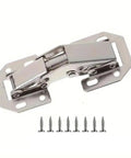 Metal Hidden Cabinet Hinges 90 Degree Spring Buffer With Screws 4 Pack Concealed Cabinet Hardware For Soft Close Doors And Cabinets Durable One Color Finish, showing a metal hinge and screws.