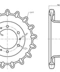 Top Shelf Replacement Drive Sprocket For Bobcat Skid Steer Loaders, 6 hole bolt pattern, 17 cogs, detailed technical drawing.
