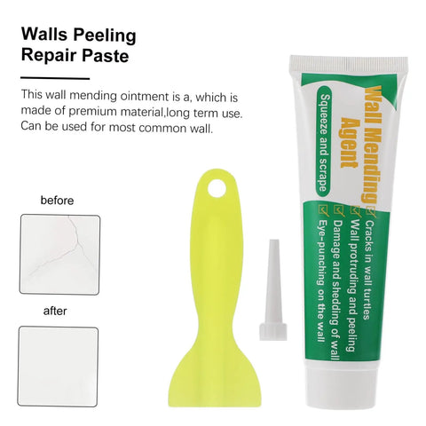 DIY Self Adhesive Wall Repair Cream Kit With Quick Drying Paste For Cracks And Holes 2 Pack Mending Set With Scraper