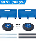 Components of Heavy Duty Panel Dolly For Doors And Drywall, 1100 Pound Capacity, including blue plates and solid wheels.
