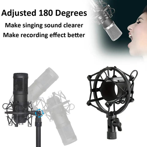 Rock Solid Aluminum Microphone Shock Mount For 53 To 58mm Condenser Mics Anti Vibration Suspension Holder Clip in use