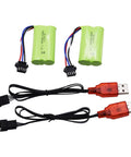 Two Pack 7.4V 2S 600mAh Li Ion Rechargeable Battery With SM-4P Plug And Charger Cable for RC cars and water bead blasters