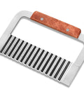 Stainless steel wavy crinkle cutter with wooden handle for potatoes and vegetables
