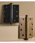 Thick Solid Brass Door Gate Hinge Set Four Pack With Matte Antique Finish Heavy Duty And No Squeak Operation displayed on surface