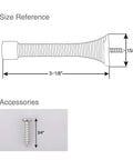 Size reference diagram for Two Pack Premium Spring Door Stoppers In Glossy Oil Rubbed Bronze featuring flexible black rubber pads.