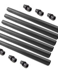 Solar Torch Flame Lamp Extension Kit With Joint Connectors 6 Pack, showing six black 12-inch rods and connectors for outdoor lamps.