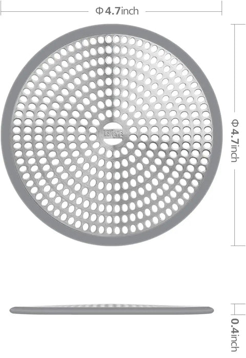 Shower Hair Catcher Drain Protector Strainer With Rust Proof Stainless Steel And Silicone Edge 2 Pack For Easy Hair Grabbing No Clog Drainage Elliptical Holes For Smooth Flow Blocks Debris And Keeps Shower Clean