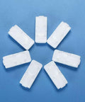 10 Pack Vacuum Bag Clips With Sliding Grip For Tight Seals arranged in a circle on blue background