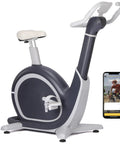 Indoor Magnetic Exercise Bike With AI Driven Personalization, Built In App, 350 Lbs Capacity, shown with LCD monitor and tablet holder.