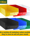 Heavy Duty Chrome Storage Shelving Unit With 20 Slanted Bins For Garage Workshop Warehouse Office Tool Hardware Parts Solid Metal Rack Built Tough No Sweat High Performance Industrial Strength color-coded bins in yellow, red, blue, green, and black