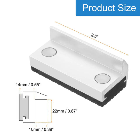 2.5 Inch Aluminum Vise Jaws With Magnetic Flat Rubber Pads Heavy Duty Vise Protectors product size diagram