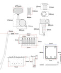 Technical diagram of ST Style Electric Guitar DIY Kit With Prewired Pickguard, Bridge And SSS Pickups, No Soldering Design, Plug And Play