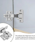 Two Pack Stainless Steel Cabinet Hinges With Soft Close And Concealed Overlay shown installed on cabinet door