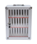 Durable 24 Slot Cell Phone Locker With Rugged Lock And Aluminum Build Easy Setup Classroom Office Storage Cabinet front view showing 24 compartments.