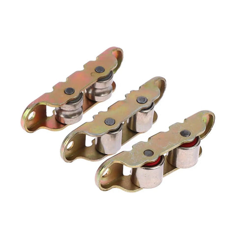 Boss Level Heavy Duty Stainless Steel Sliding Door Wheels Double Groove Roller Pulley Bottom Track Hardware shown from above.