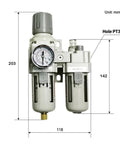Diagram of Built Tough FRL Air Filter Regulator Lubricator Combo For Industrial Air Systems With Fiber Filter Oil Separator AC3010 03D